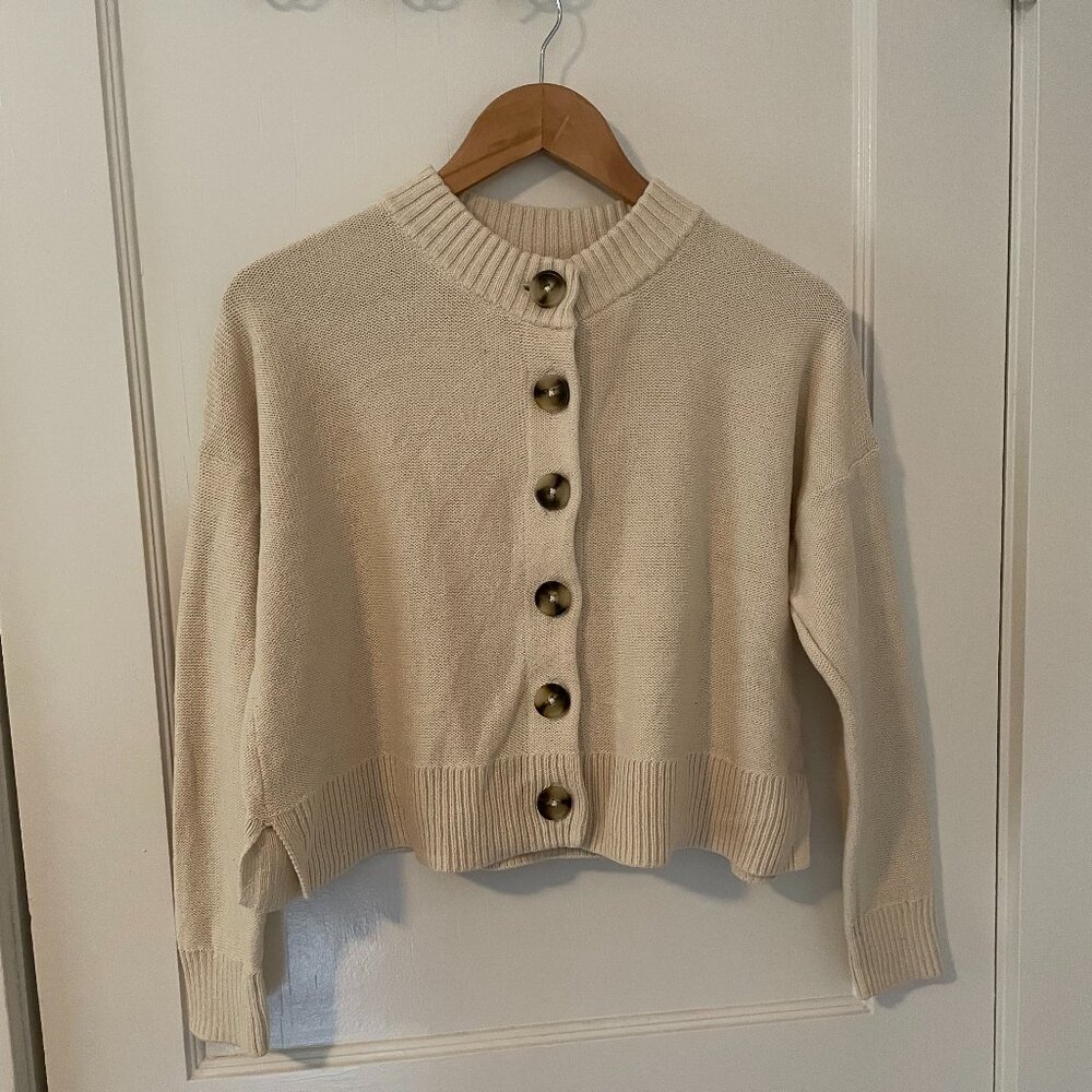 Madewell Small Cropped Cream Cardigan